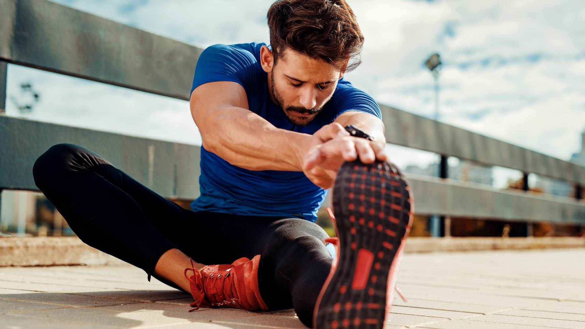 man stretching